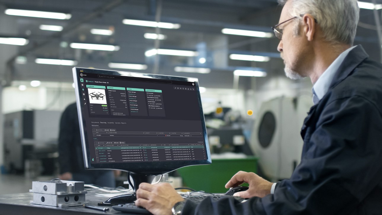 An engineer using the redesigned Duro interface on a factory floor